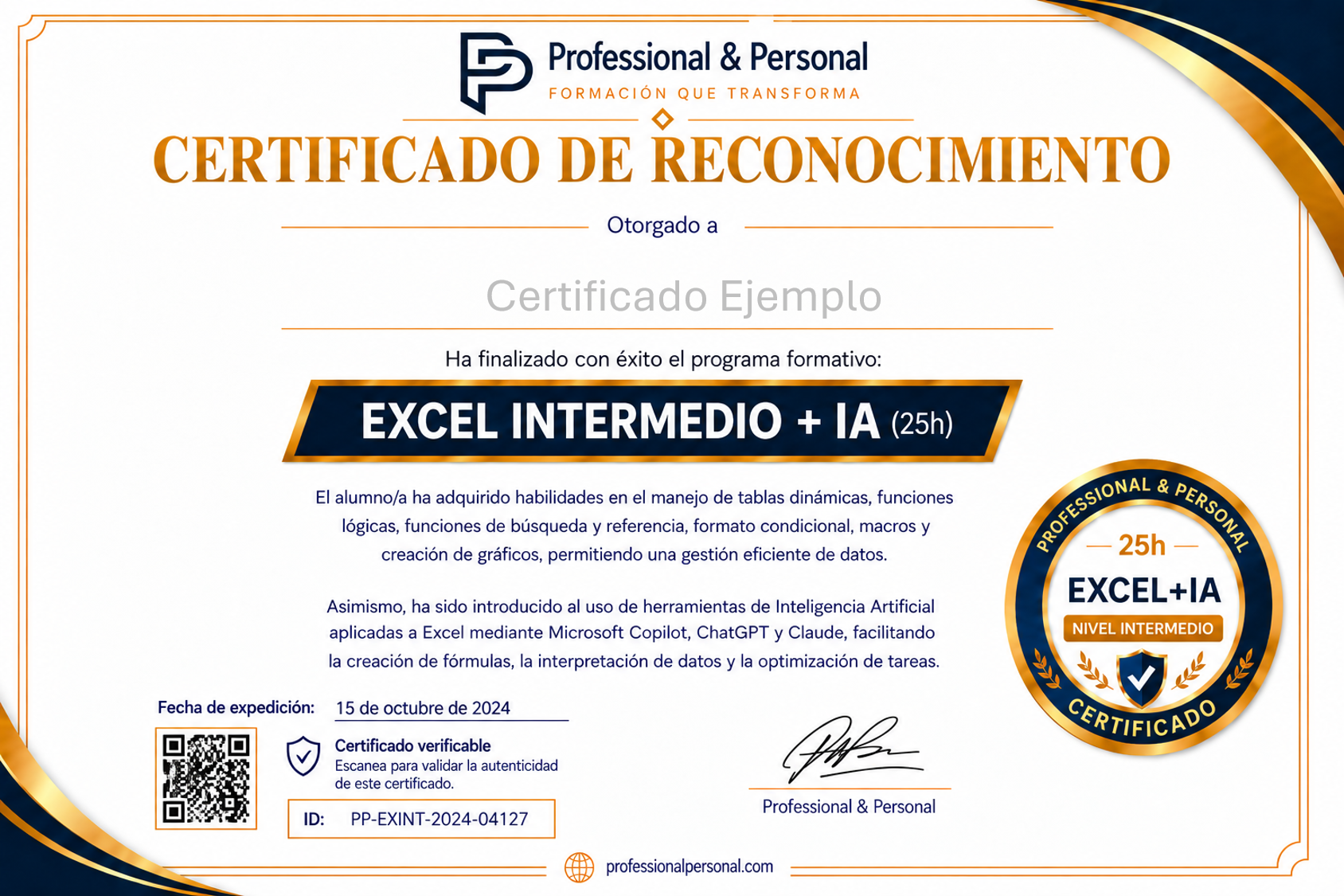 Certificado Excel Intermedio con Inteligencia Artificial
